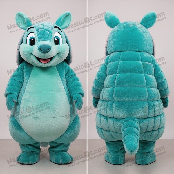 Teal vibrant rounded armadillo mascot - Masticot.com