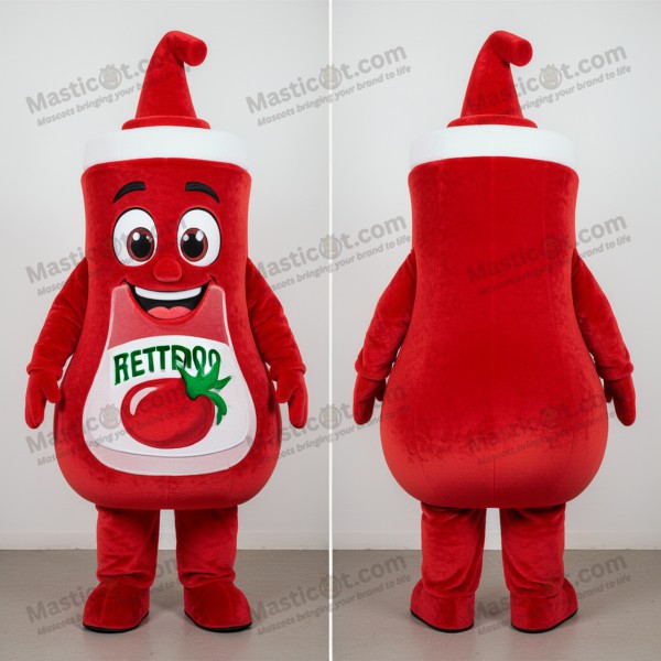 Rød flaske ketchup-mascot kostume - Masticot.com