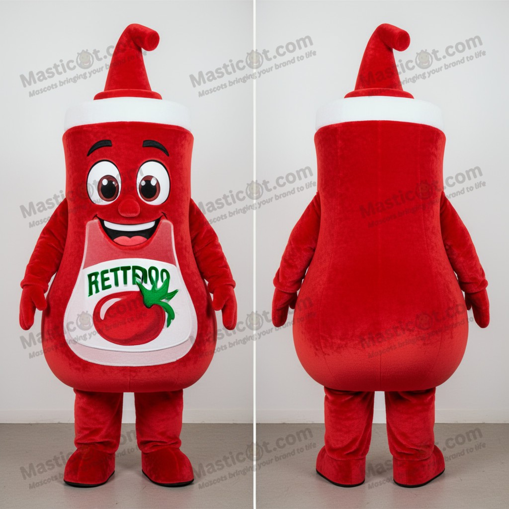 Rød flaske ketchup-mascot kostume - Masticot.com