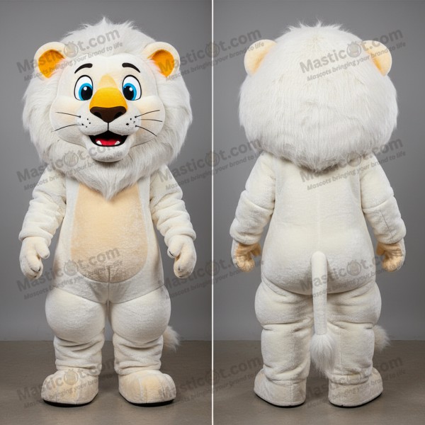 Cream broad shouldered lion mascot - Masticot.com