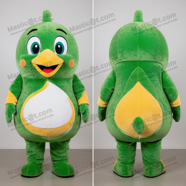 Emerald green broad shouldered butter chicken mascot -