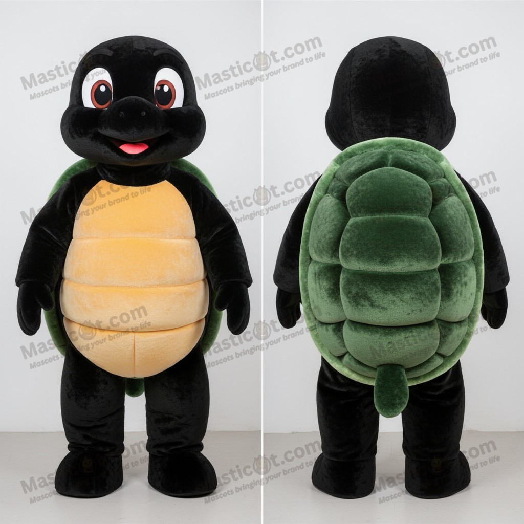 Velvety black playful turtle mascot - Masticot.com