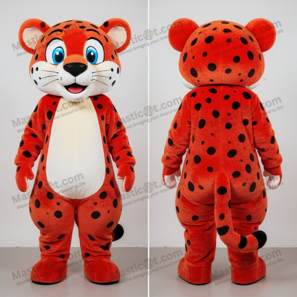 Velvet red cartoon cheetah mascot - Masticot.com