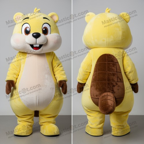 Lemon Yellow Cartoon Beaver Mascot - Masticot.com