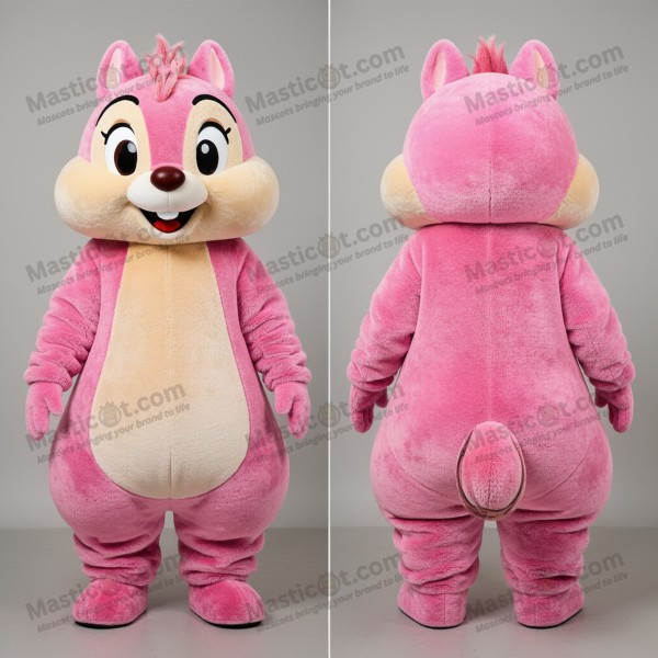 Velvety pink playful chipmunk mascot - Masticot.com