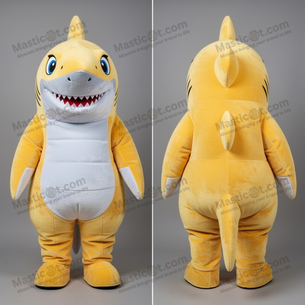 Golden yellow playful megalodon mascot - Masticot.com