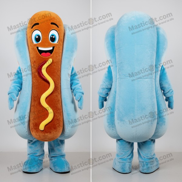 Sky blue plump hot dog mascot - Masticot.com