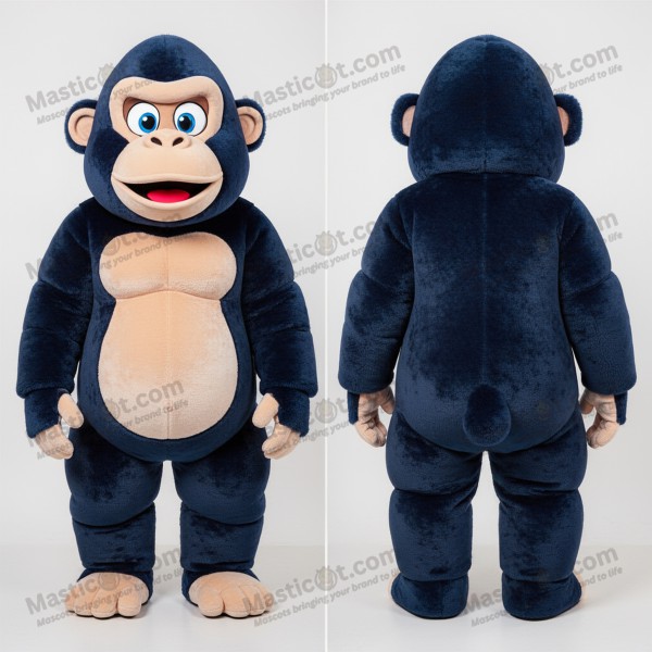 Plšový gorilí maskot v námořnické modři - Masticot.com