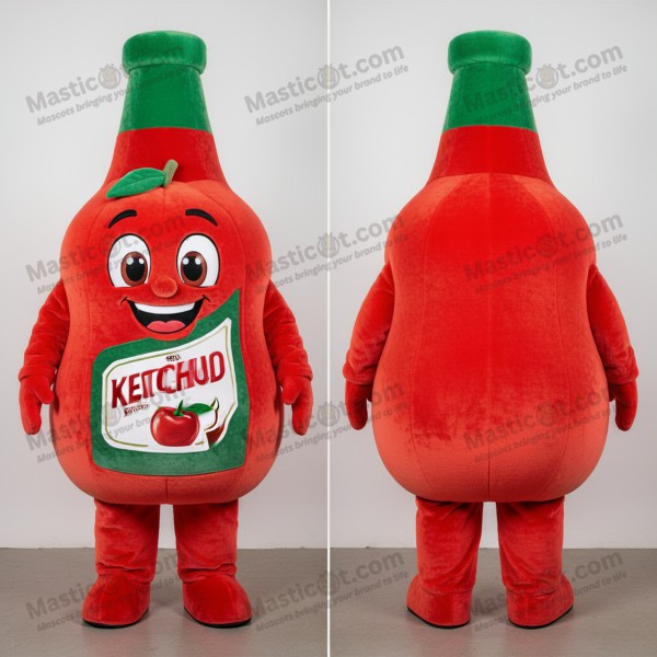 Fløjlsblød ferskenflaske ketchup-mascot - Masticot.com