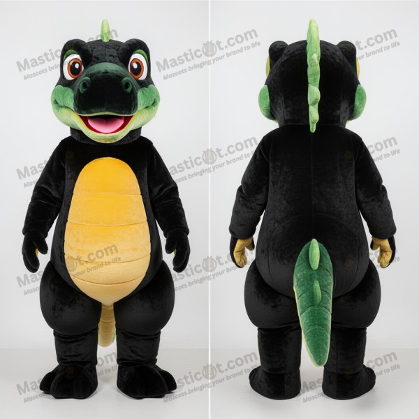 Jet Black Cartoon Iguanodon Mascot - Masticot.com