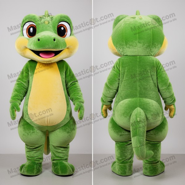 Olive green rippling gecko mascot - Masticot.com