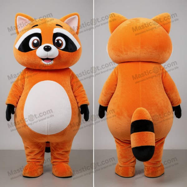 Rust orange wide eyed raccoon mascot - Masticot.com