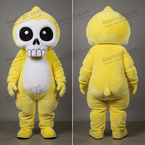 Lemon yellow grinning skull mascot - Masticot.com