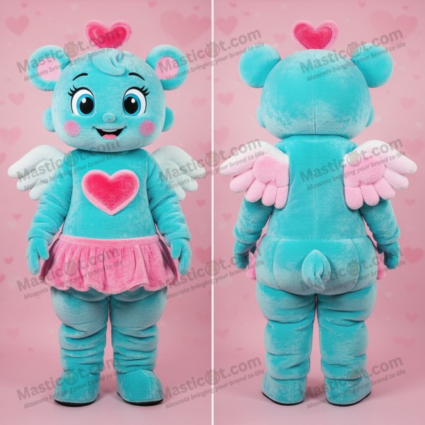 Cyan plush cupid mascot - Masticot.com