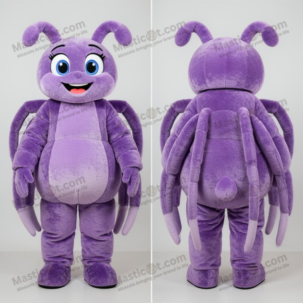 Lavender rounded spider mascot - Masticot.com