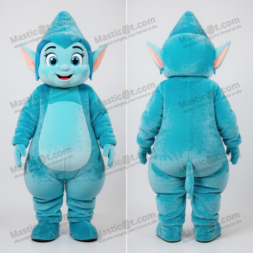Cyan Cartoon-Elf-Maskottchen - Masticot.com