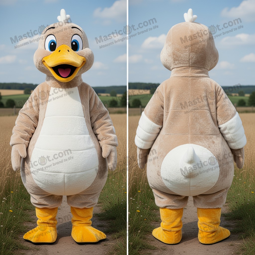 Beige Rounded Goose Mascot - Masticot.com