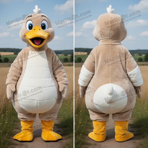 Beige Rounded Goose Mascot - Masticot.com