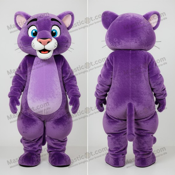 Velvety purple playful puma mascot - Masticot.com