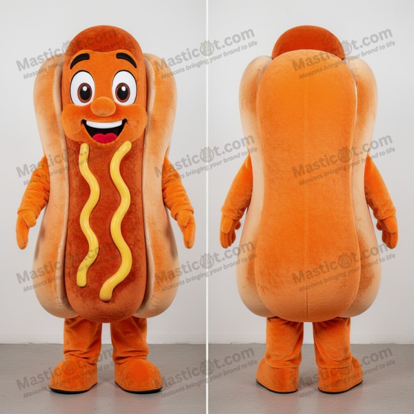 Orange rounded hot dog mascot - Masticot.com