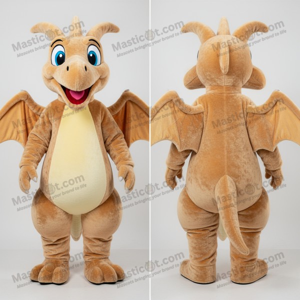 Tan soaring pterodactyl mascot - Pterodactyl - Masticot.com