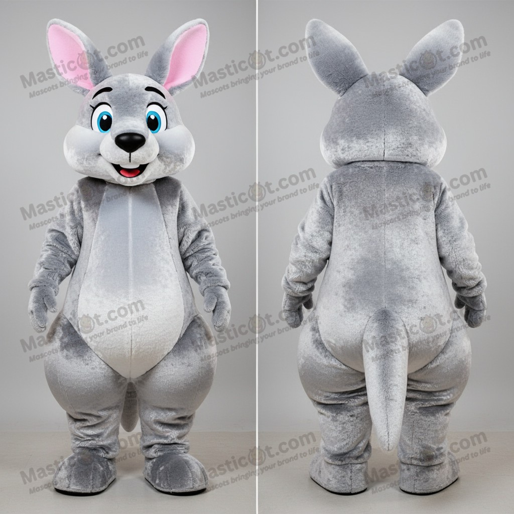Sølvskimrende kenguru-maskot - Kenguru - MASTICOT_5644 - Masticot.com