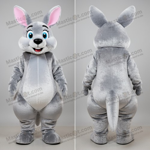 Sølvskimrende kenguru-maskot - Kenguru - MASTICOT_5644 - Masticot.com