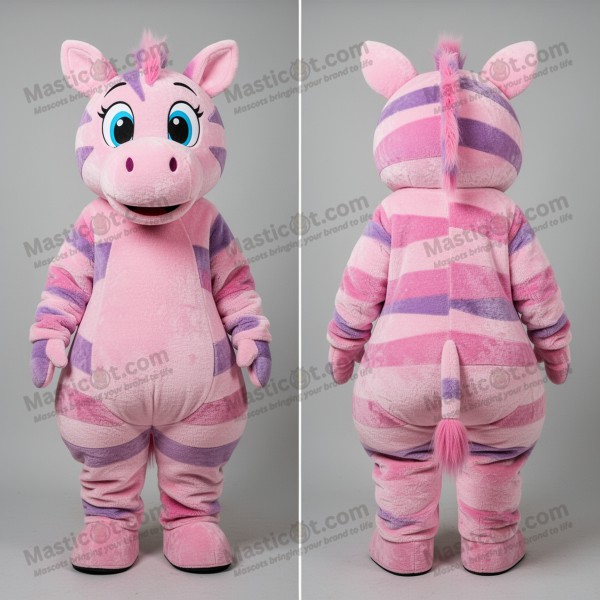Rosa fløyelsstripet sebra-maskot - Masticot.com