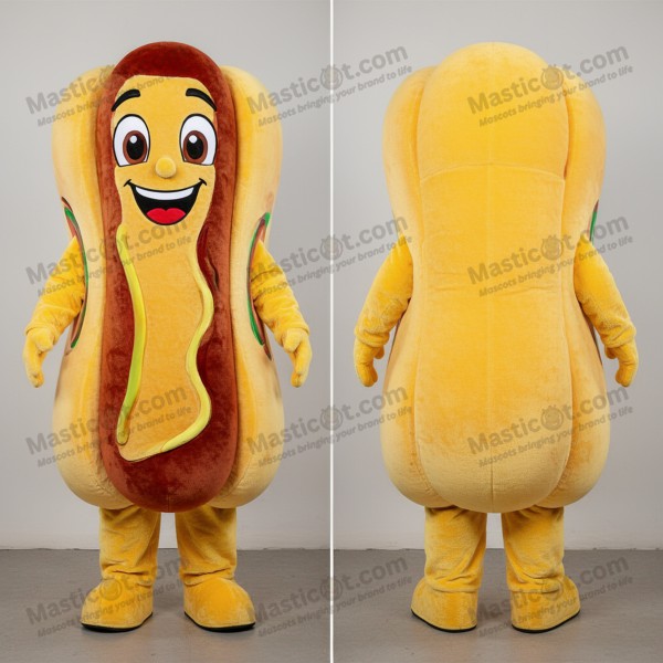 Golden yellow plump hot dog mascot - Masticot.com