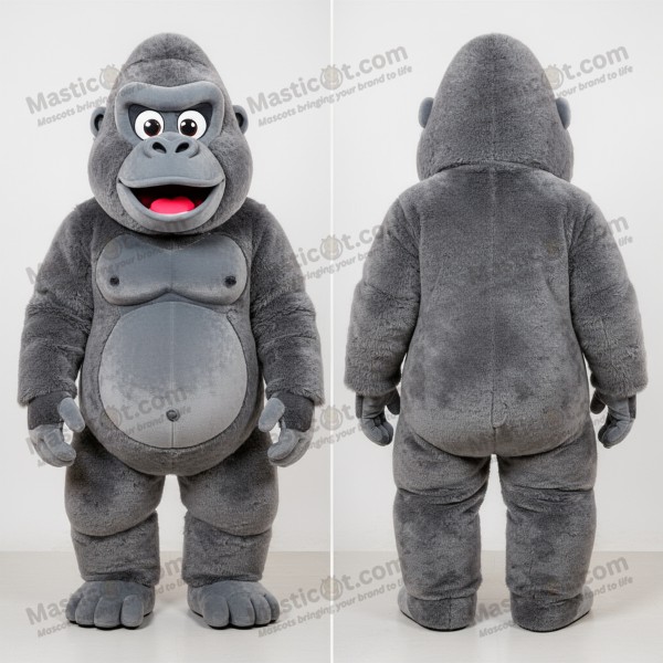 Šedá chlupatá gorilí maskot - Masticot.com