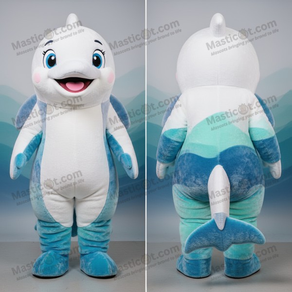 Azure blue playful dolphin mascot - Masticot.com