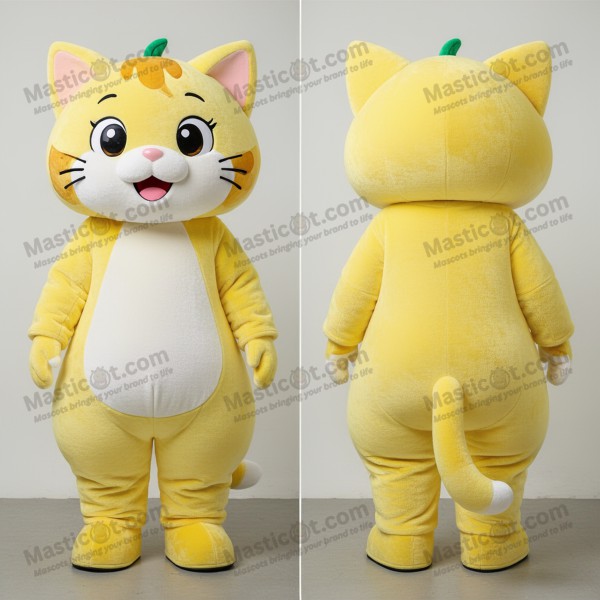 Lemon Yellow Cartoon Cat Mascot - Masticot.com