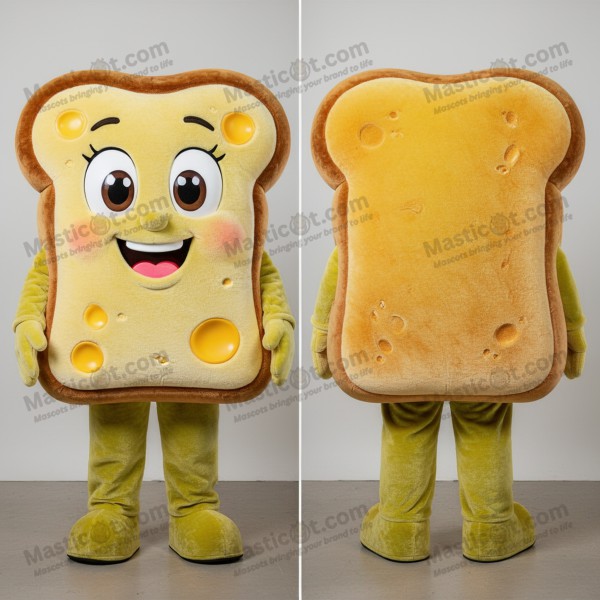 Golden brown melty grilled cheese sandwich mascot - Grilled