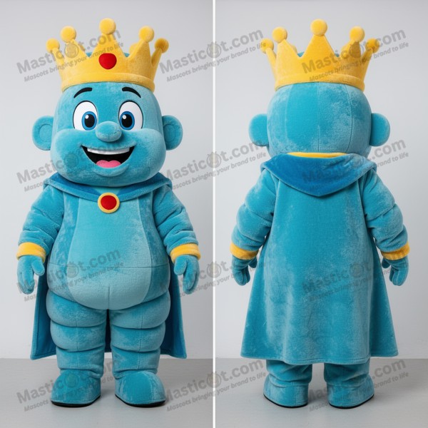 Cyanový maskot krále s širokými rameny - Masticot.com