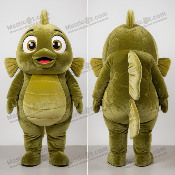 Olive Green Cartoon Goldfish Mascot - Masticot.com