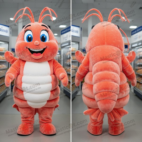 Crimson Plush Cartoon Shrimp Scampi Mascot - Masticot.com
