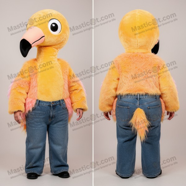 Vivid yellow feathered flamingo mascot - Masticot.com