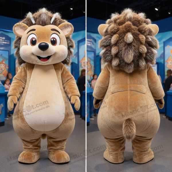 Tan Velvety Cartoon Porcupine Mascot - Masticot.com