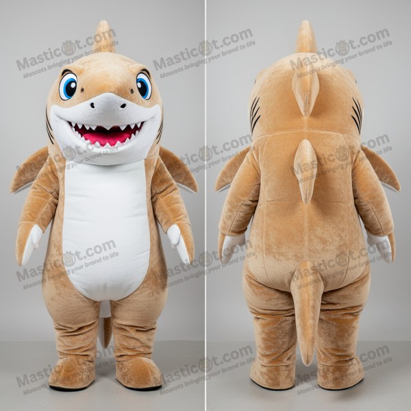 Tan Cartoon Megalodon Mascot - Masticot.com