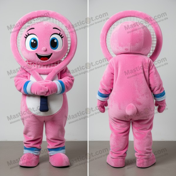 Pink Rounded Tennis Racket Mascot - Masticot.com
