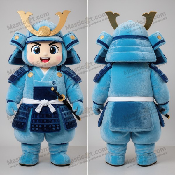 Sky Blue Cartoon Samurai Mascot - Masticot.com