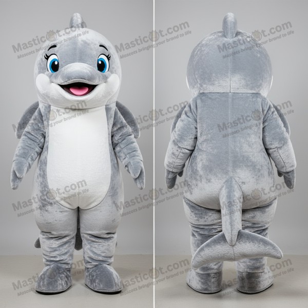 Silver Cartoon Dolphin Mascot - Masticot.com