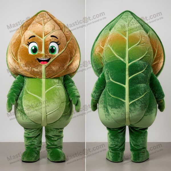Golden Textured Cabbage Leaf Mascot - Masticot.com