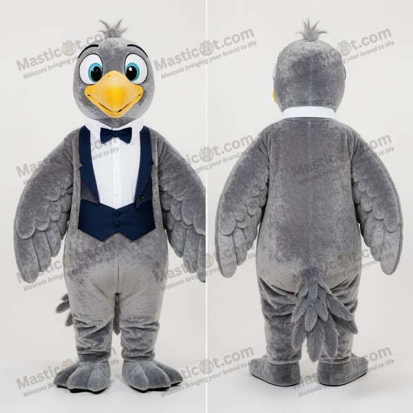 Velvety Gray Cartoon Albatross Mascot - Masticot.com