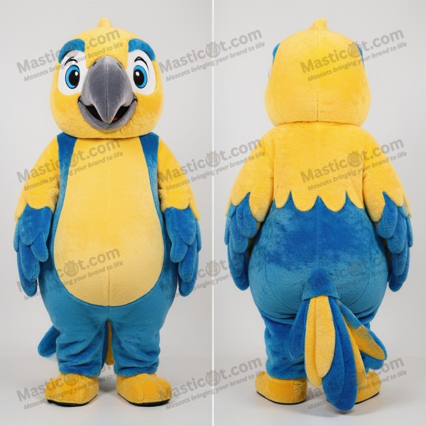 Vibrant blue and yellow macaw mascot - Masticot.com