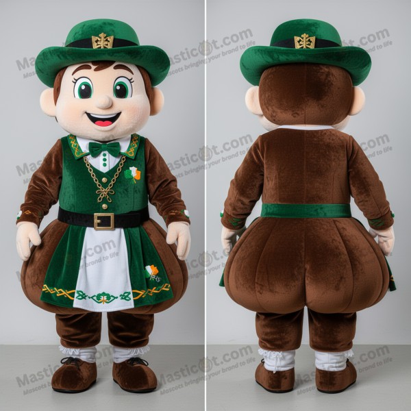 Brown Leather-Look Irish Dancer Mascot - Masticot.com