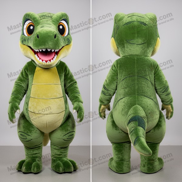 Olive Cartoon Utahraptor-maskot - Masticot.com