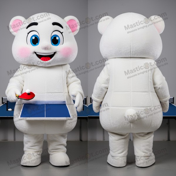 White Velveteen Ping Pong Table Mascot - Masticot.com