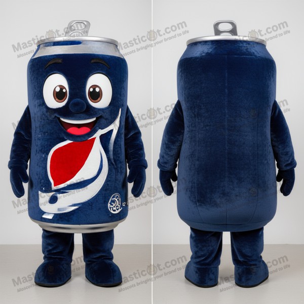 Navy Blue Velour Soda Can Mascot - Masticot.com