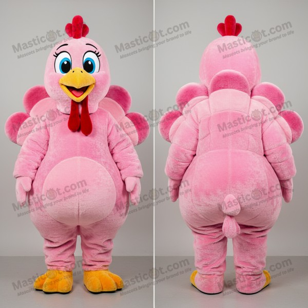 Blush Pink Feathered Turkey Mascot - Masticot.com